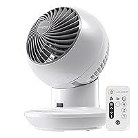 IRIS USA WOOZOO Oscillating Fan, Vortex Fan, Remote Equipped 4-in-1 Fan w/ Timer/ Multi Oscillation/ Air Circulator/ 3 Speed Settings, 52ft Max Air Distance, Small White