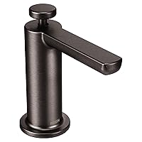 Moen S3947BLS Modern Kitchen Deck Mounted Soap and Lotion Dispenser with Above the Sink Refillable Bottle, Black Stainless