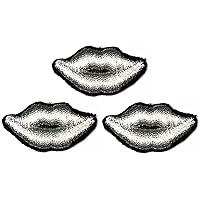 Kleenplus 3pcs. Mini Mouth Patch Silver Lips Patches Embroidered Patches for Clothe Jeans Jackets Hats Backpacks Costume Sewing Repair Decorative