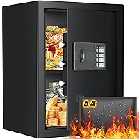 2.5 Cubic Large Fireproof Safe with Fireproof Document Bag, Anti-Theft Home Safe Fireproof Waterproof with Sensor Light & Smart Alarm, Security Safe Box for Money Firearm Valuables