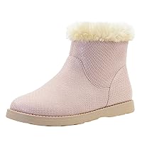 Girls-Boots-Warm-Ankle-Winter-Boots Kids Soft Plush Lining Fur Collar with Zipper Snow Bootie Indoor Outdoor Shoes for Toddler Little Big Kids Girls