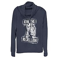 Star Wars Join The Rebels Women's Cowl Neck Long Sleeve Knit Top, Navy Blue, 2X