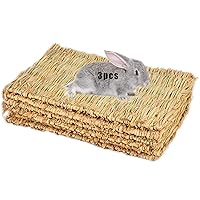 Grass Mat Woven Bed Mat for Small Animal Bunny Bedding Nest Chew Toy Bed Play Toy for Guinea Pig Parrot Rabbit Hamster Rat(Pack of 3)