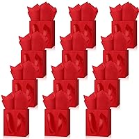Tenare 12 Pcs Small Gift Bags, Mini Metallic Paper Bags with Handle Tag and Tissue, Wrap Bag for Father's Day Graduation Wedding Baby Shower Birthday Party(Red, 4 x 2.75 x 4.5 Inch)