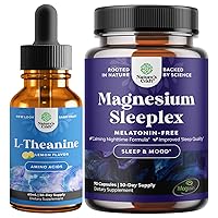 Natures Craft Bundle of High Absorption L-Theanine Liquid Drops - Nootropic Focus Supplement and High Absorption Magnesium Sleep Supplement - Magnesium Threonate Supplement