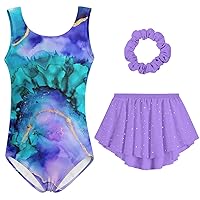 Idgreatim Girls Gymnastic Leotard Ballet Dance Dress Outfit with Removable Skirt Hair Scrunchie Combo 4-11 Years