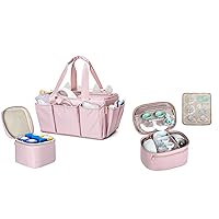 Fasrom Pump Carrying Case with Waterproof Mat Bundle with Baby Diaper Storage Caddy with Breastmilk Cooler