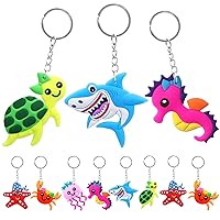 24 Packs Sea Animals Keychains - Ocean Animals Keychains for Under the Sea Party Favors Supplies, Sea Party Bag Fillers, Sea Creture Gifts, School Carnival Rewards, Birthday Party Gifts
