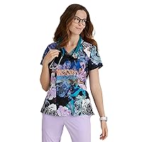 BARCO One Printed Scrub Top for Women - V-Neck Medical Top, Eco-Friendly Fabric, 4-Way Stretch Women's Scrub Top