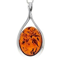 Genuine Baltic Amber & Sterling Silver Large Classic Pendant without Chain - 1835