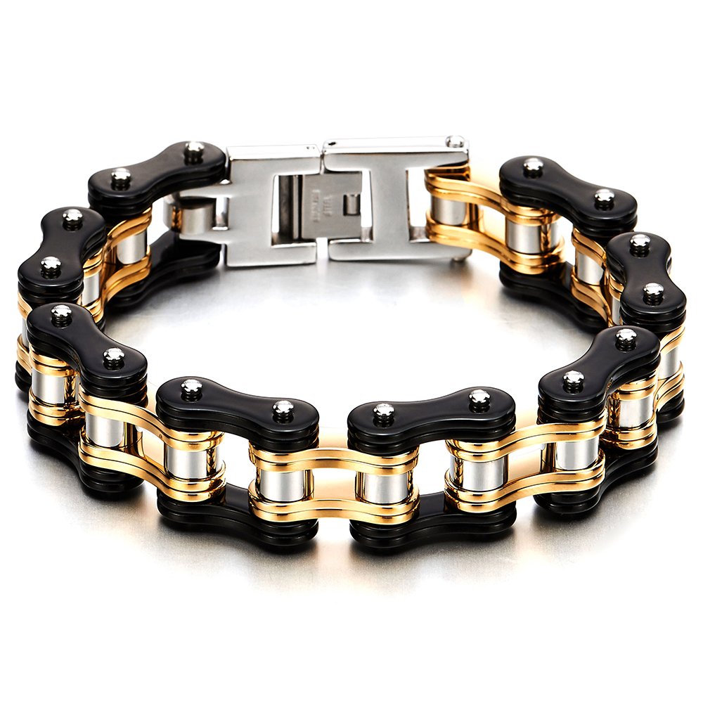 14k solid gold mens motorcycle/bike chain bracelet 10.5" 15.25 mm 110  grams | eBay
