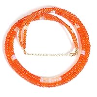 Genuine Mexican Fire Opal Beaded Necklace Double Layer Orange White Opal Gemstone Water Absorbing Healing Stone 925 Lobster Clasp Gifts (18CM)