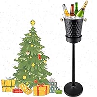 Champagne Ice Bucket with Stand, Stainless Steel Wine Chiller Bucket Stand, Black Gold Ice Bucket with Carrying Handle for Wine Beverage Champagne Beer KTV Club Bar Party, 92cm 15LB
