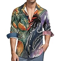 Queen of The Sirius Galaxy Men's Button Down T Shirts Long Sleeve Casual Hawaiian Shirt Pocket Print Top