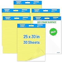 AFMAT Sticky Easel Pad, 6-Pad Chart Paper for Teachers with Lines, 25 x 30 inches, 30 Sheets/Pad, Super Large Yellow Paper, Ideal for Training, Office Presentation, Meetings, Kids Doodling