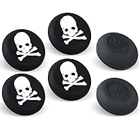 Performance Joystick Analog Stick Thumb Grips Set of 6 Compatible with PS5, PS4, Xbox Series X/S Xbox One, Switch Pro Controller Skull Black & White