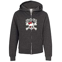 Pirate Girl Premium Youth Zip-Up Hoodie - Charcoal Heather Large