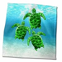 3dRose Endangered Green sea Turtle Underwater Digital Artwork. - Towels (twl-379501-3)