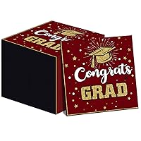 100 Pack Graduation Party Disposable Napkins Maroon and Gold Paper Napkins 2024 Congrats Grad Napkins Congratulate Graduation Themed Party Table Decoration for College High School Graduation Supplies