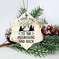 I Love You to Mountain and Back Housewarming Gift New Home Gift Hanging Keepsake Wreaths for Home Party Commemorative Pendants for Friends 3 Inches Double Sided Print Ceramic Ornament.