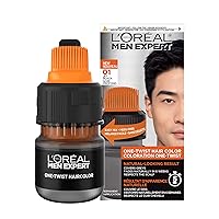 L’Oreal Paris Men Expert One Twist Mess Free Permanent Hair Color, Mens Hair Dye to Cover Grays, Easy Mix Ammonia Free Application, Jet Black 01, 1 Application Kit
