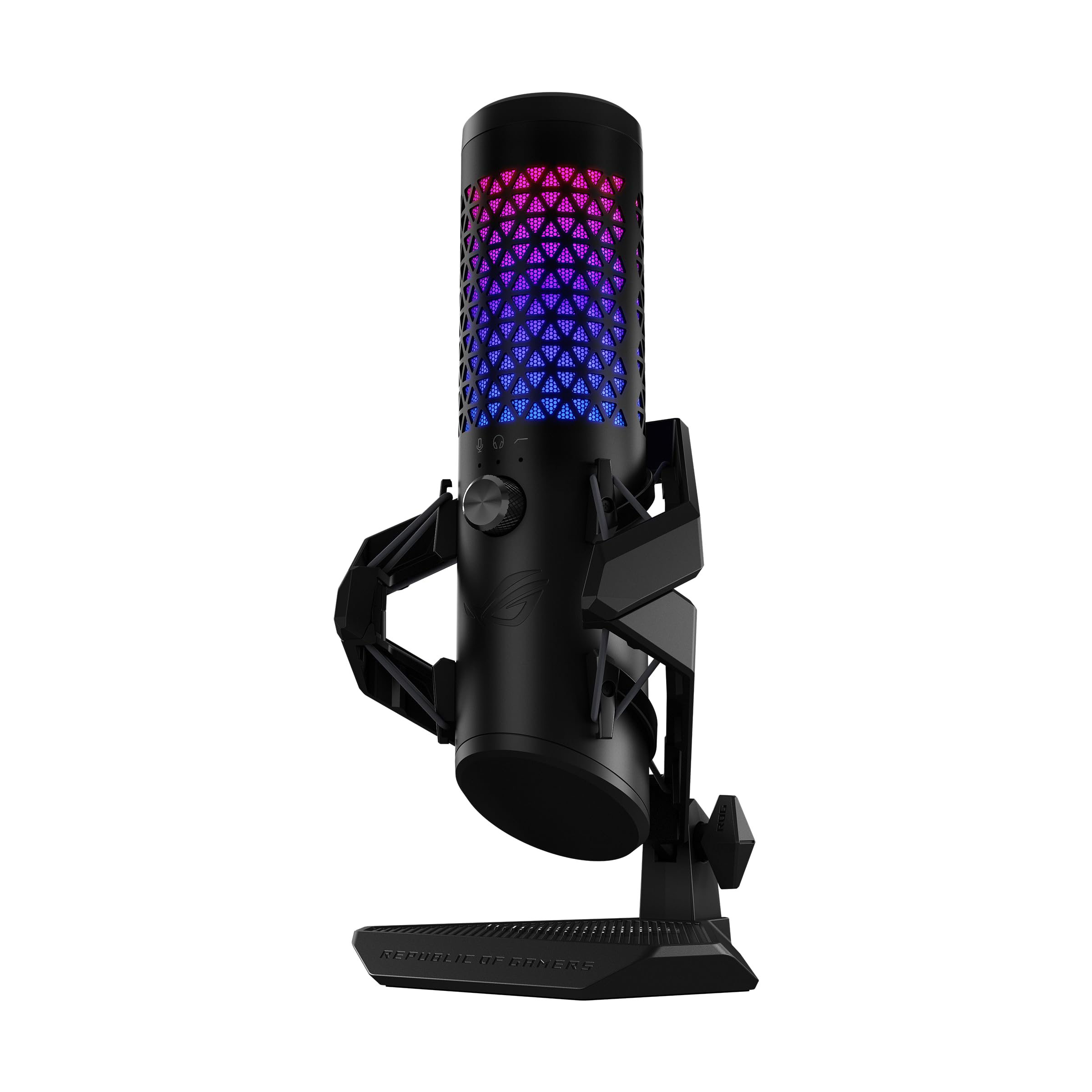 ASUS ROG Carnyx USB Gaming Microphone (25mm Condenser Capsule, 192kHz/24-bit, Cardioid, high-Pass Filter, Built-in pop Filter, Metal Shock Mount, one-Touch Mute, USB, Aura Sync RGB)- Black