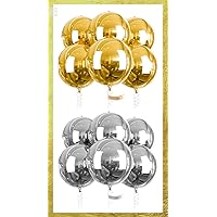 PartyWoo Gold Foil Balloons 6 pcs and Silver Foil Balloons 6 pcs