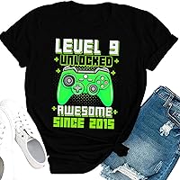 Rocketcoon Apparel 9th Birthday Gamer 9 Year Old Funny Bday Boy Nine Son T-Shirt, Unisex Sized, Muticolor Multi