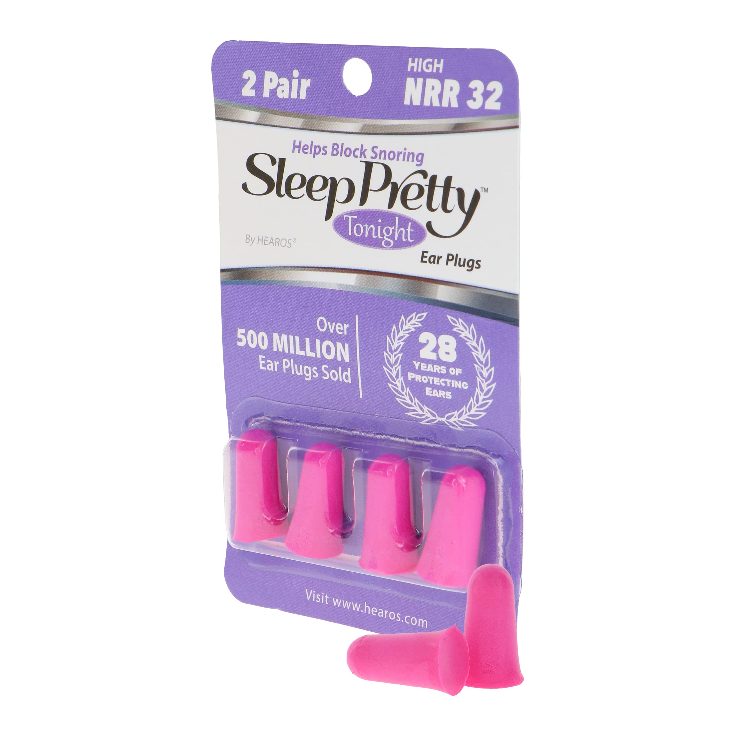 Hearos Sleep Pretty Tonight Ear Plugs, Foam NRR 32, 2 Pair, Pink (5815)