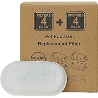 8 PCS Cat Water Fountain Filter Compatible with Stainless Steel Dispenser, Efficient Filtration with Coconut Shell Activated Carbon and Fresh Water (C.4 Filters+4 Sponges)
