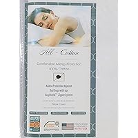 National Allergy Premium 100% Cotton Zippered Body Pillow Protector - 20 x 60 - White - 300 Thread Count - Hypoallergenic Pillowcase with Zipper - Breathable Encasement Cover