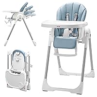 3-in-1 Foldable Baby High Chair (Blue) | Multifunctional Infant HighChair for Babies & Toddlers | Removable Seat & Tray for Easy Clean | 7 Height & 4 Recline Adjustable | 2 Locking Wheels | Safe