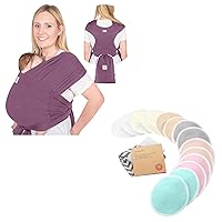 KeaBabies Baby Wraps Carrier, D-Lite Baby Wrap & 14 Pack Bamboo Viscose Nursing Pads - D-Lite Baby Wrap - Easy-Wearing - Washable Breastfeeding Pads - Adjustable Baby Sling Carrier - Wash Bag