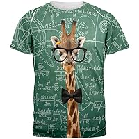 Animal World Giraffe Geek Math Formulas All Over Adult T-Shirt