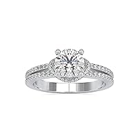 Certified Solitaire Engagement Ring Studded with 0.34 Ct IJ-SI Natural & 1.15 Ct G-VS2 Round Moissanite Diamond in 18K White/Yellow/Rose Gold for Women on Her Engagement Celebration