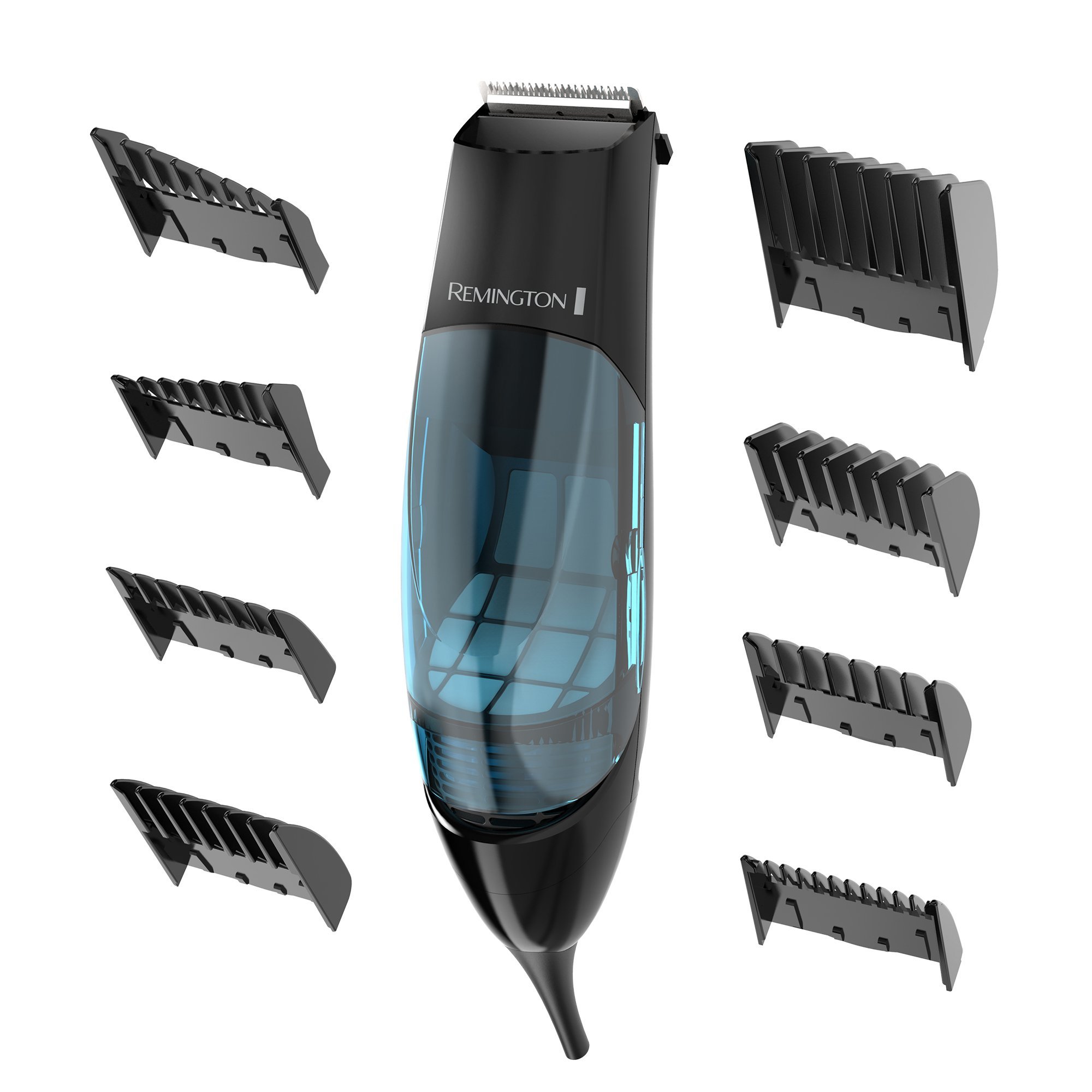 Remington Vacuum Haircut Kit, Vacuum Beard Trimmer, Hair Clippers for Men with Removable Hair Chamber and Dual Motor Power (18 pieces)
