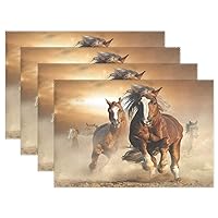 Placemat Table Mat Desktop Decoration Retro Wild Chestnut Horse Placemats Set of 4 Non Slip Stain Heat Resistant for Dining Home Kitchen Indoor 12x18 in
