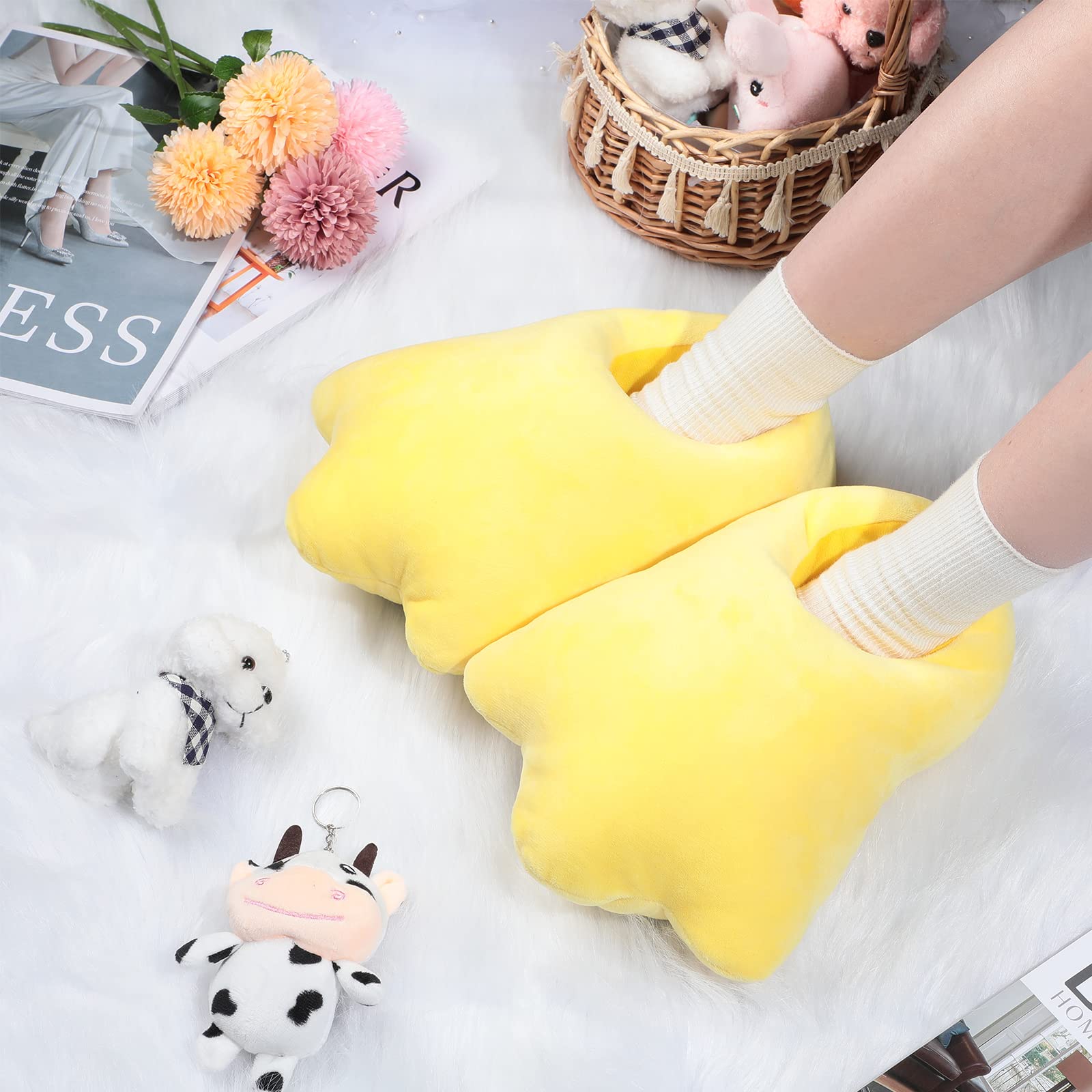 Winter Women Duck Slippers Animal Feet Slippers Yellow Cartoon Slippers House Paw Claw Shoes Fluffy Party Household Supplies