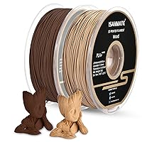 iSANMATE 3D Printer Filament, PLA Filament 1.75mm PLA Wood Filament Bundle, White Wood and Sandal Wood Filament Bundle 2kg/Spool