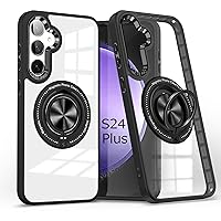 Samsung Galaxy S24 Plus Case Compatible with Magsafe Military Grade Heavy Duty Shockproof Invisible Kickstand Anti-Yellowing Anti-Scratch Slim Magnetic Clear Back S24plus S24+ S24 + Case Cover Black