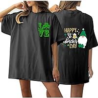 Happy St Patrick's Day Letter T-Shirt Women Cute Gnome Graphic Shirts Love Print Summer Oversized Short Sleeve Tees