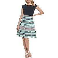 Tommy Hilfiger Women's Short Sleeve Printed Skirt Dress, Blue