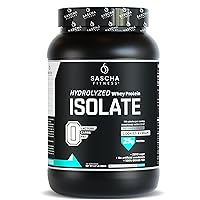 SASCHA FITNESS Hydrolyzed Whey Protein Isolate,100% Grass-Fed (2 Pounds, Cookies & Cream)