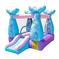 Bounce House Inflatable Mermaid Bouncy Castle House with Air Blower for Kids Party