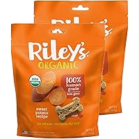 Riley's Organics Sweet Potato Large Bone Dog Treats 2 Pack 5 oz, Orange