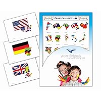 Continents, Countries and Flags Flashcards in English - 英語フラッシュカード、絵カード、子供, 大陸, 国, フラグ