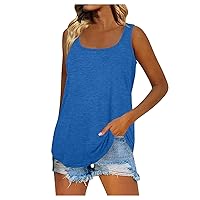 Sleeveless Tank Tops for Women Summer Tops V Neck Solid Color Basic Loose Fit Workout Shirts Womens Workout Tank