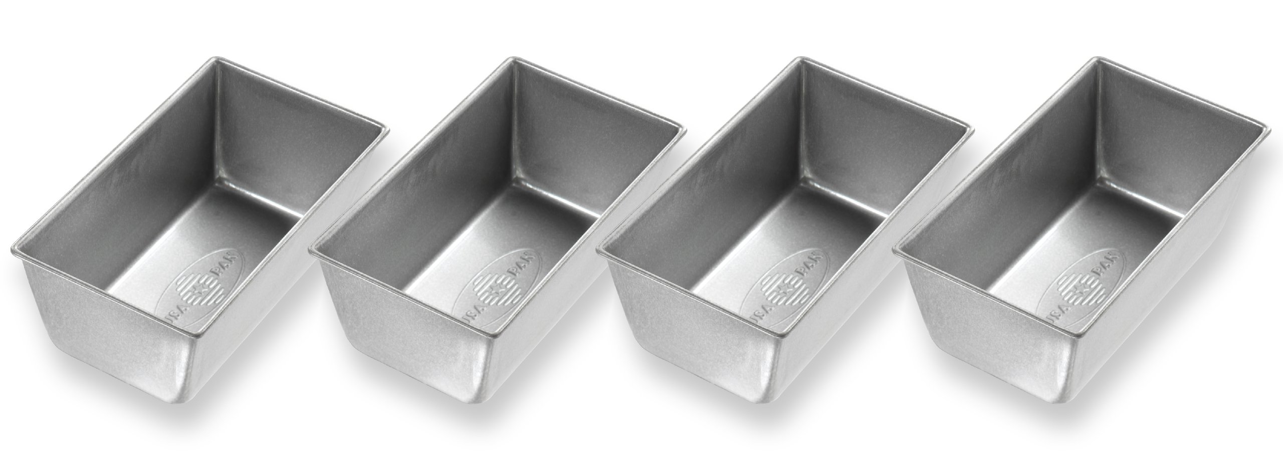 USA Pan Bakeware Mini Loaf Pan, Set of 4, Nonstick & Quick Release Coating, Made in the USA from Aluminized Steel