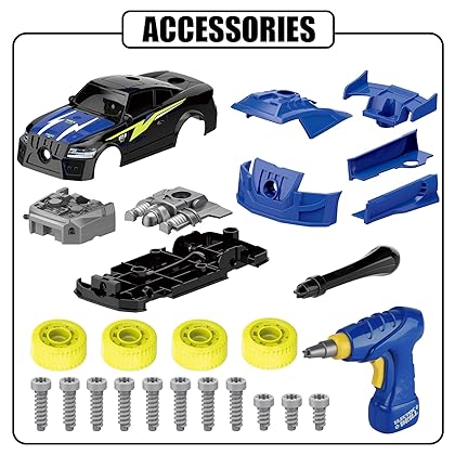 GILOBABY 26 Pieces Take Apart Car Toys Set, Build Your Own Racing Car with Drill, Sounds & Lights, Learning Education Toys for Kids, Birthday Gifts for Boys Ages 3+ Years