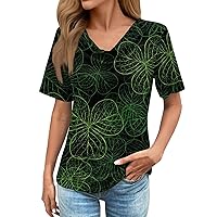 Women Blouse,Short Sleeve Plus Size Top Loose Green St. Patrick's Printed Shirt Summer Casual Fashion Tee T Shirt